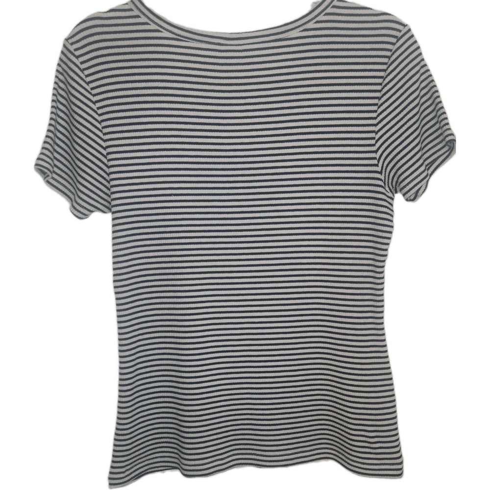 Old Navy White/Blue Striped Scoop Neck Short Sleeve T-Shirt Women's M